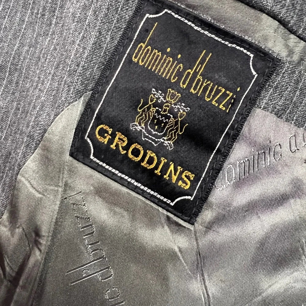 Dominic D'Bruzzi Grodins Mens Dark Gray Pinstripe Blazer‎ Sport Coat Jacket 40R